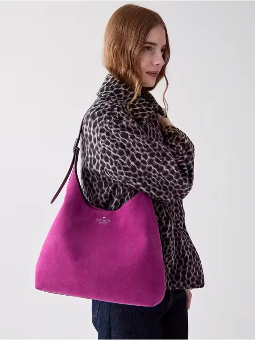 ♠️Kate Spade New York 454 Suede Large Shoulder Bag, Beet NEW NWT